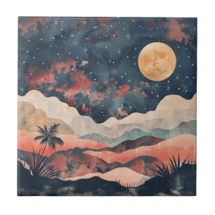 Carreau Paysage céleste boho désert indigo cuivre