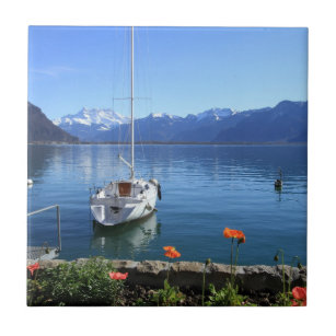 Carreau Paysage de lac geneva, Montreux, Suisse