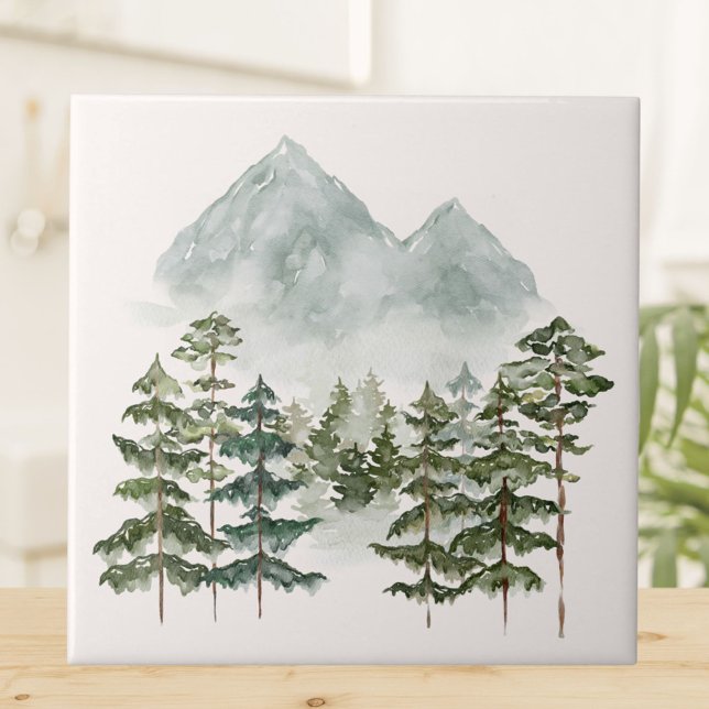 Carreau Paysage de montagne à l'aquarelle (Close up)