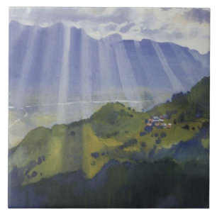 Carreau Paysage de montagne en Suisse (Serebriakova)