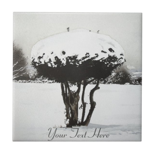 Carreau paysage de Noël neige scène art original (Devant)