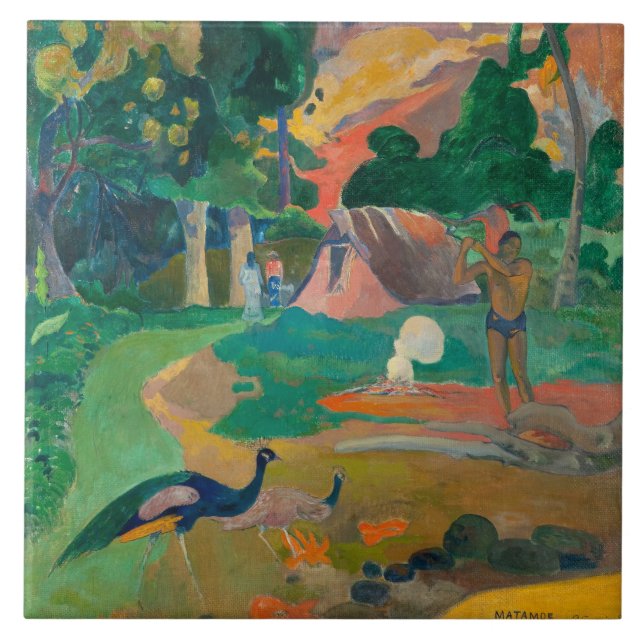 Carreau Paysage de Paul Gauguin Matamoe avec Peacocks (Devant)