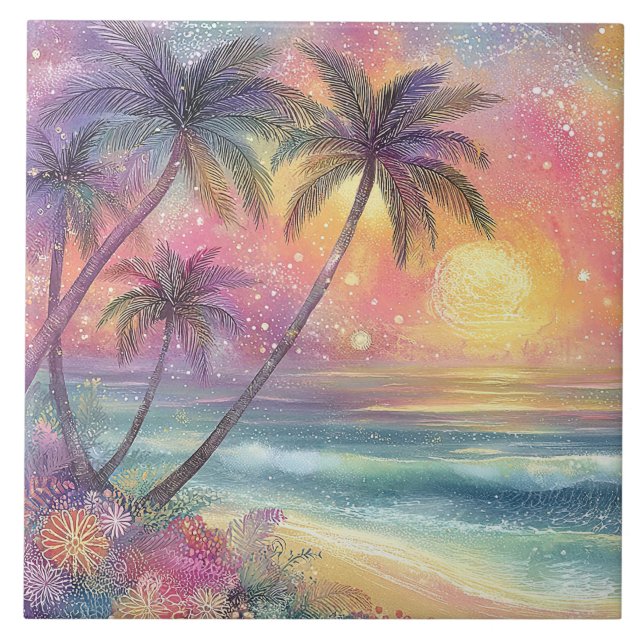 Carreau Paysage de plage rêveur et tropical (Devant)