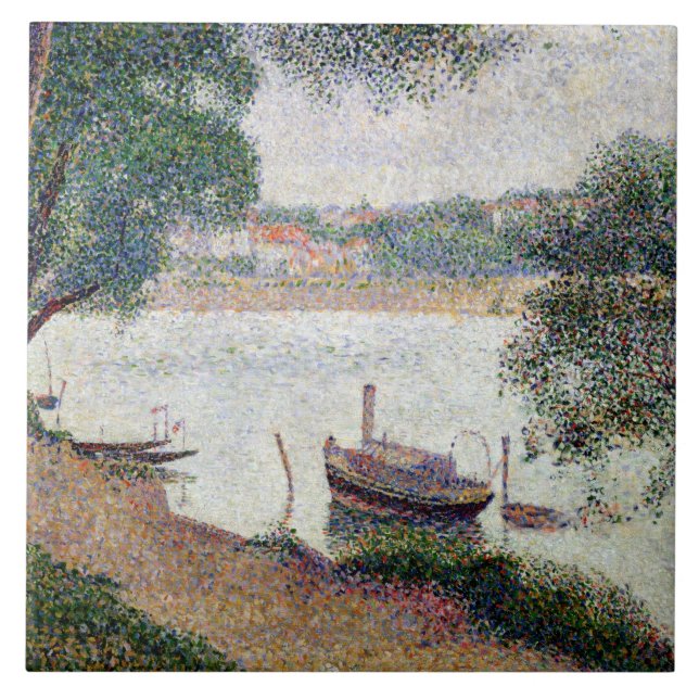 Carreau Paysage de rivière de Georges Pierre Seurat | avec (Devant)
