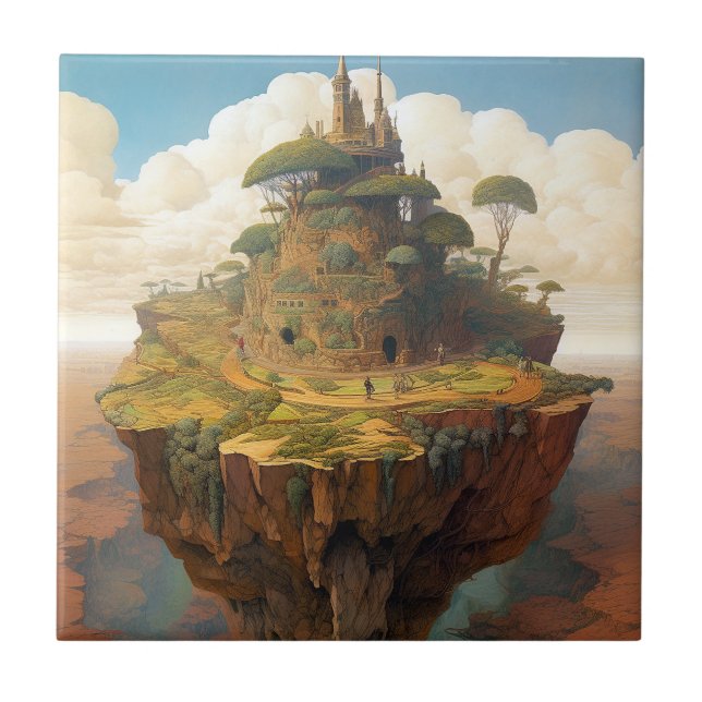 Carreau Paysage de Surreal Island Art Imaginaire (Devant)