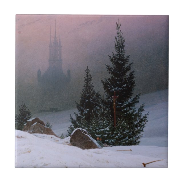 Carreau Paysage d'hiver (par Caspar David Friedrich) (Devant)