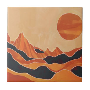 Carreau Paysage du désert Abstrait Boho avec minimaliste s