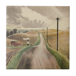Carreau Paysage du Wiltshire (par Eric Ravilious)