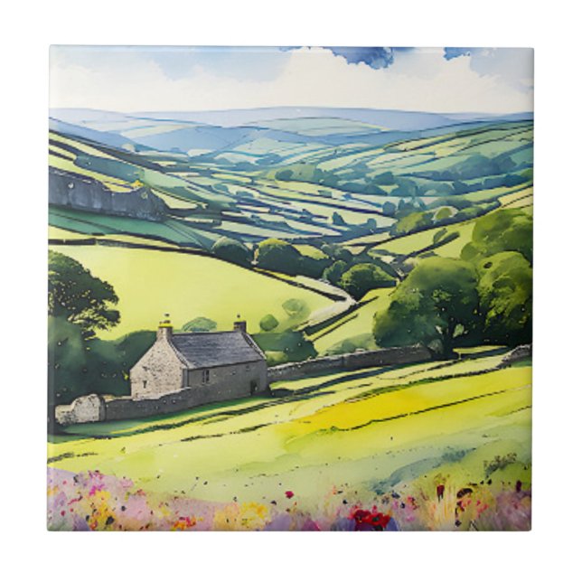 Carreau Paysage étendu "Stonedale" Yorkshire Dales Scène (Devant)
