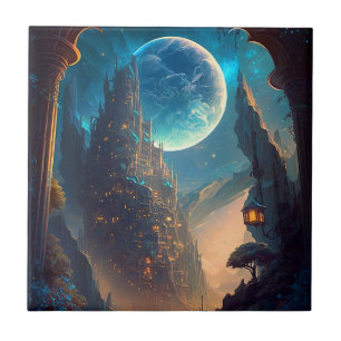 Carreau Paysage futuriste du château d'Imaginaire