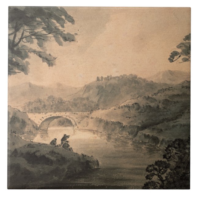 Carreau Paysage (lavage de stylo et d'encre) (Devant)