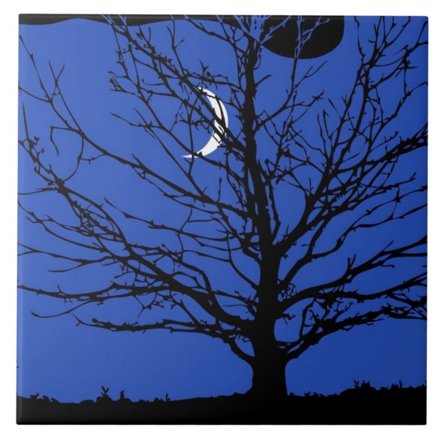 Carreau Paysage lunaire en bleu et noir de Cobalt (Devant)