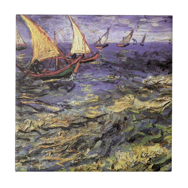 Carreau Paysage marin à Saintes Maries par Vincent van Gog (Devant)