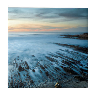 Carreau Paysage marin bleu au coucher du soleil, Californi