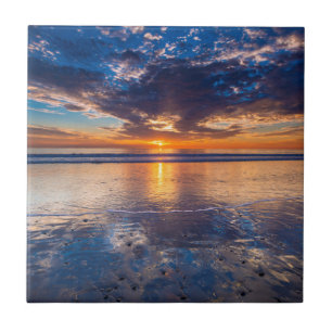 Carreau Paysage marin dramatique, coucher de soleil, CA