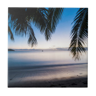 Carreau Paysage marin tropical au coucher du soleil, Fidji