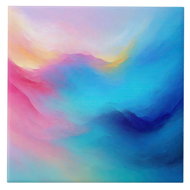 Carreau Paysage rose et bleu "Shroudglen". (Devant)
