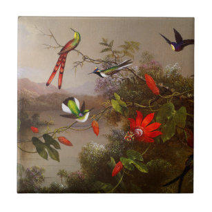 Carreau Paysage tropical avec dix colibris