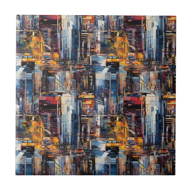 Carreau Paysage urbain cyberpunk abstrait (1) (Devant)