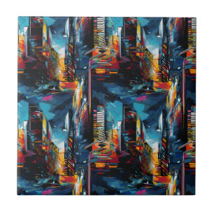 Carreau Paysage urbain cyberpunk abstrait (3)