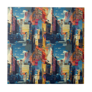 Carreau Paysage urbain cyberpunk abstrait (4)