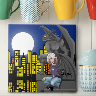 Carreau Paysage urbain de fantasy urbain de Gargouille