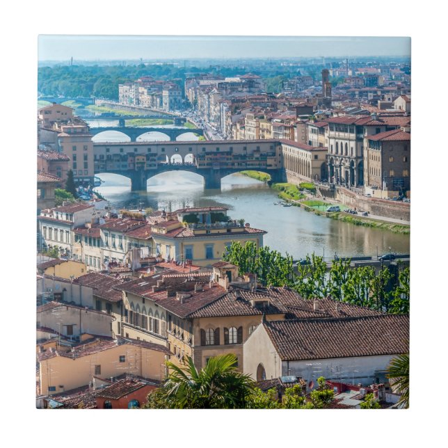 Carreau Paysage urbain de Florence - Pont Vecchio sur l'Ar (Devant)