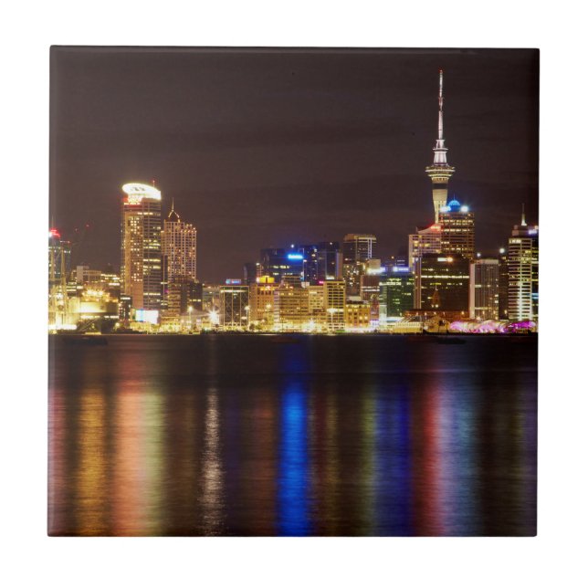 Carreau Paysage urbain nocturne d'Auckland (Devant)