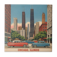 Paysage urbain vintage de Chicago Illinois Voyage 