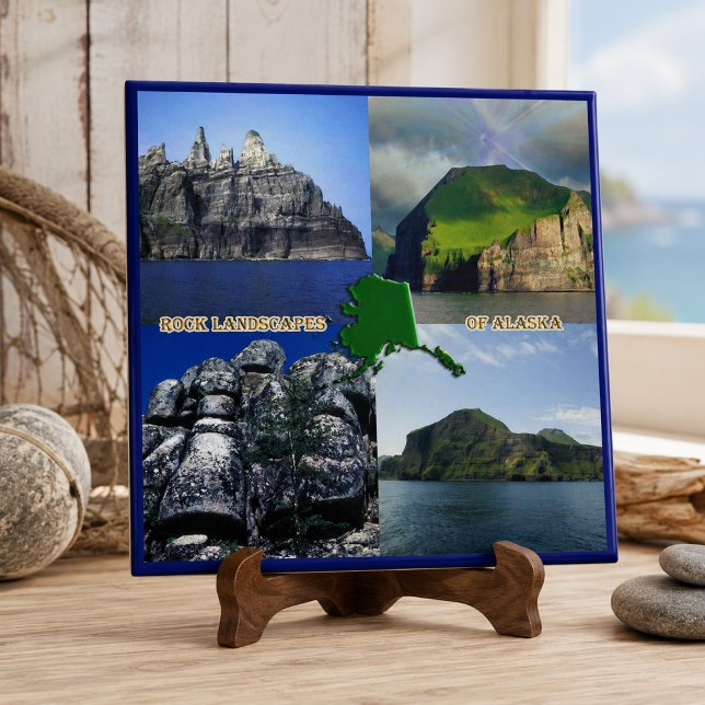 Carreau Paysages rocheux du collage de l'Alaska (Rock Landscapes of Alaska Collage Ceramic Tile)