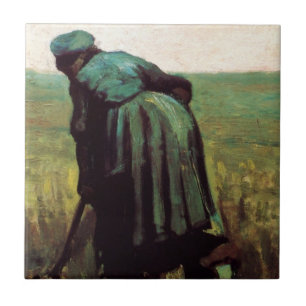 Carreau Paysanne creusant la terre par Vincent van Gogh