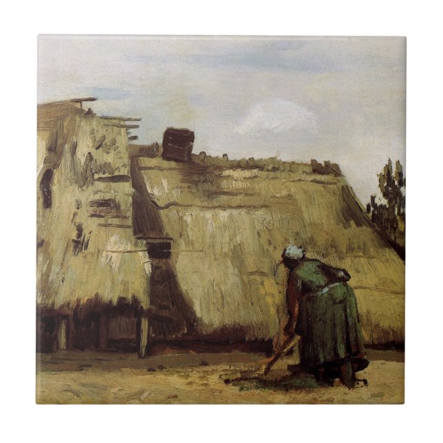 Carreau Paysanne creusant une cabane par Vincent van Gogh (Devant)
