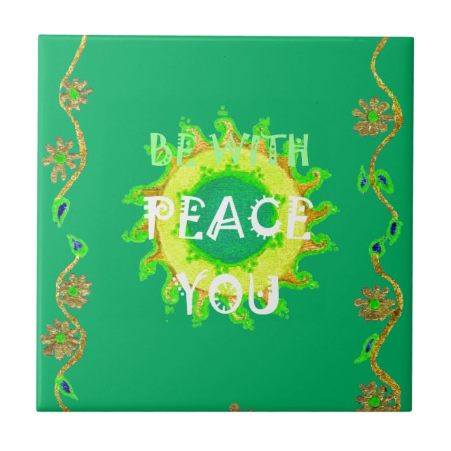 Carreau Peace Be With You : Inspirant Vert et Jaune (Devant)