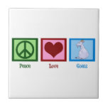 Carreau Peace Love Chèvres<br><div class="desc">Un signe de paix,  un coeur,  et une chèvre mignonne.</div>