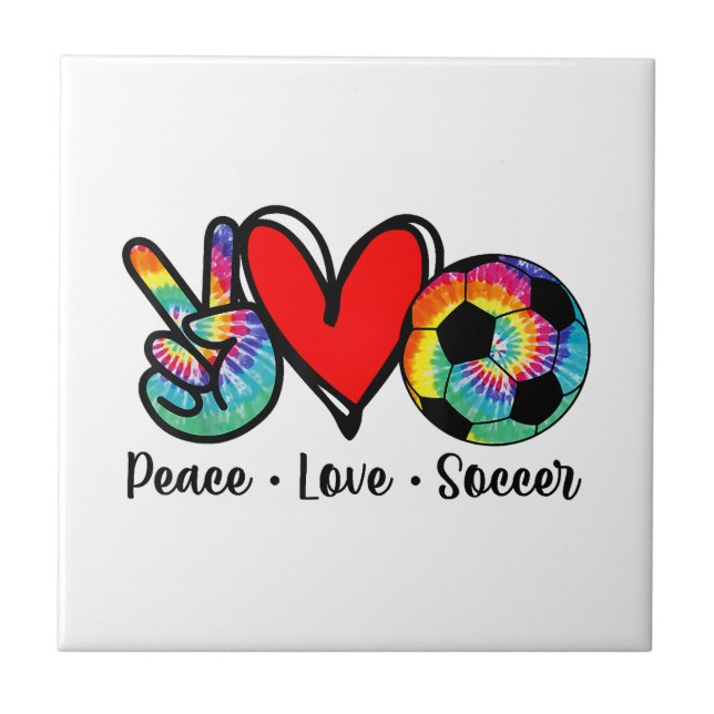 Carreau Peace Love Soccer Tie Dye Design Femmes Ados Fille (Devant)