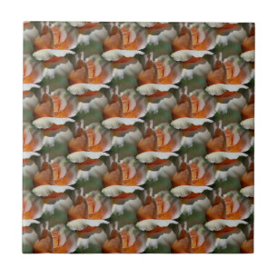 Carreau Peach Rosebuds Floral Art Tile
