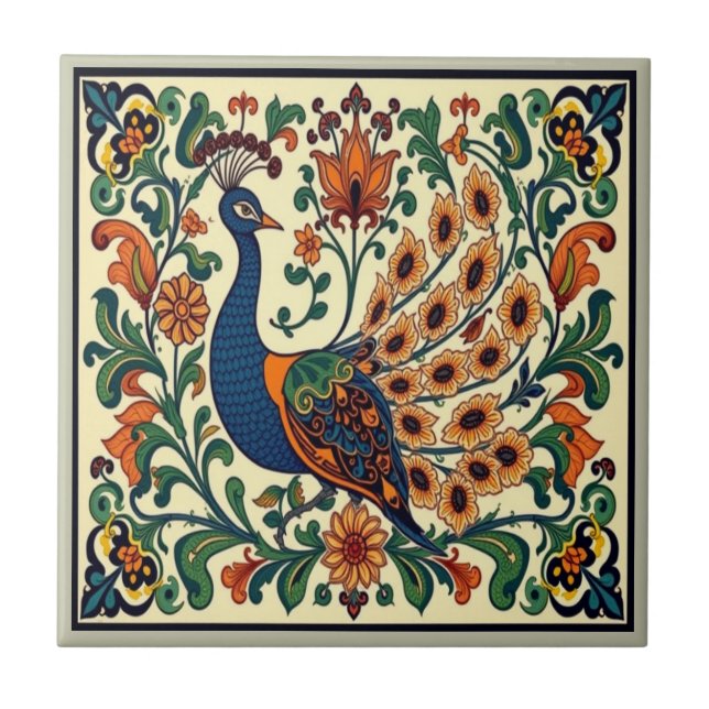 Carreau Peacock Bird Morris Morgan Boho (Devant)