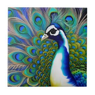 Carreau Peacock blanc bleu et vert Piebald