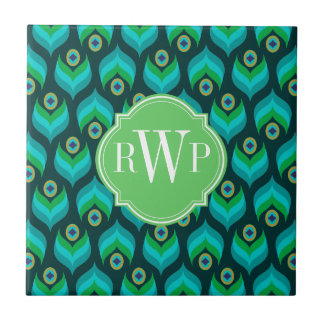 Carreau Peacock Motif Monogramme personnalisé