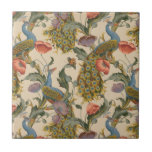 Carreau Peacock Motif vintage Art coloré<br><div class="desc">L'oeuvre est un motif détaillé qui présente des paons aux plumes de queue richement colorées, aux teintes bleu, vert et or. Autour des paons sont de grandes fleurs vives, dont des fleurs rouges et roses, entrecoupées de feuillage vert. Le design se répète en douceur, créant une tapisserie vibrante et décorative...</div>