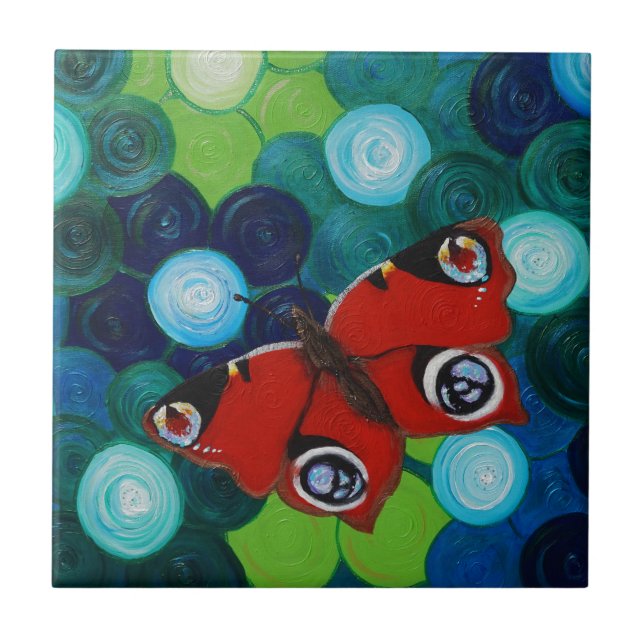 Carreau Peacock Papillon peint (Devant)