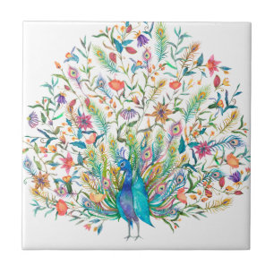 Carreau Peacock Vintage Illustration Carrelage en céramiq