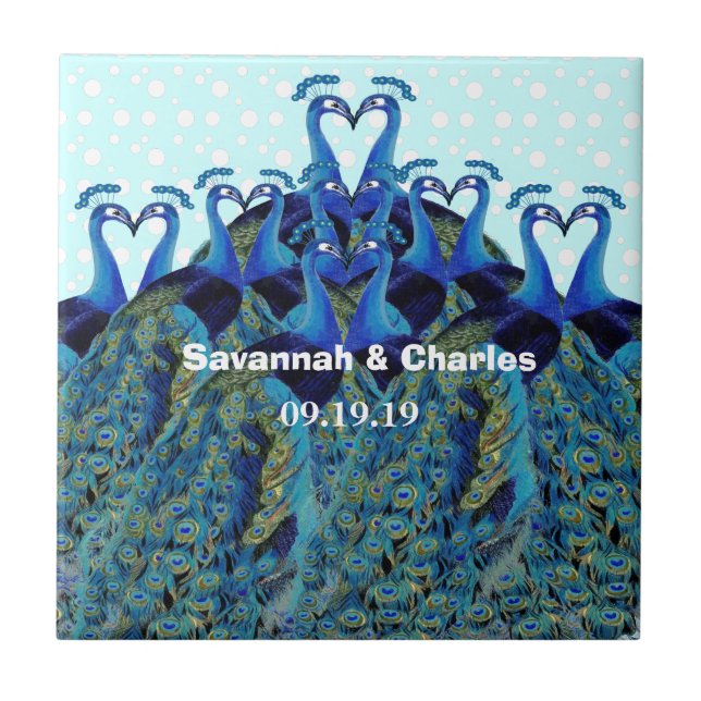 Carreau Peacocks vintages Embrasser les cadeaux de mariage (Devant)