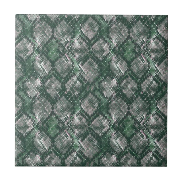 Carreau Peau de serpent imitation grise verte. (Devant)