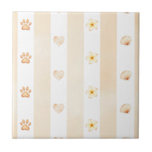 Carreau Pêche et Blancs - Coeurs, Fleur, Empreinte de patt