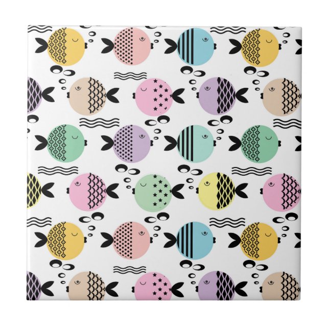 Carreau Pêche sans mer abstrait scandinave marine moderne (Devant)