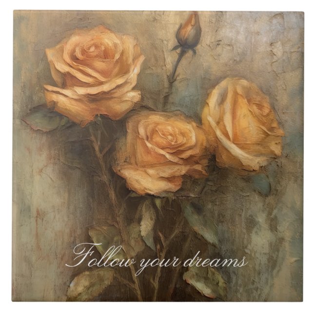 Carreau Pêcher Rose Floral Romantique (Devant)