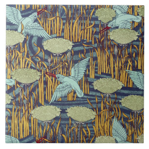 Carreau PÊCHEURS ET FLEURS RUSSE Art Nouveau Floral