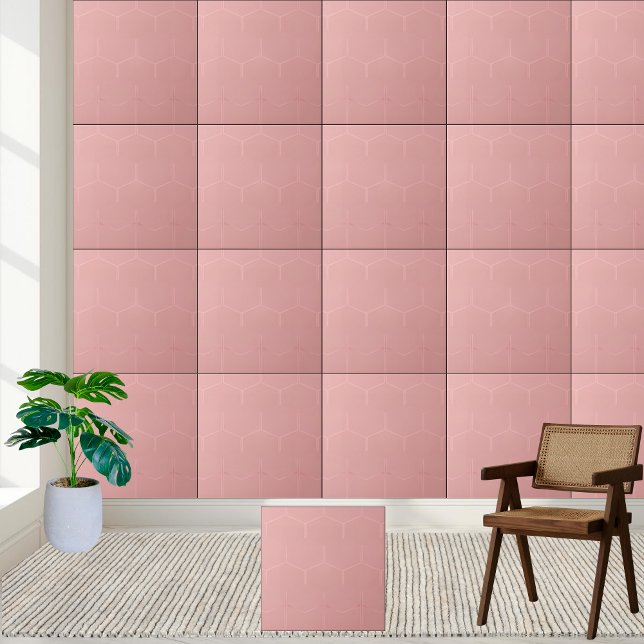 Carreau Peigne rose moderne Carrelage géométrique en céram (Modern Pink Honeycomb Geometric Ceramic Tile)
