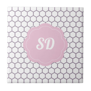 Carreau Peigne rose pâle Hexagon Monogramme personnalisé